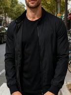 American Vintage Flight Style Stand Collar Casual Jacket - Black