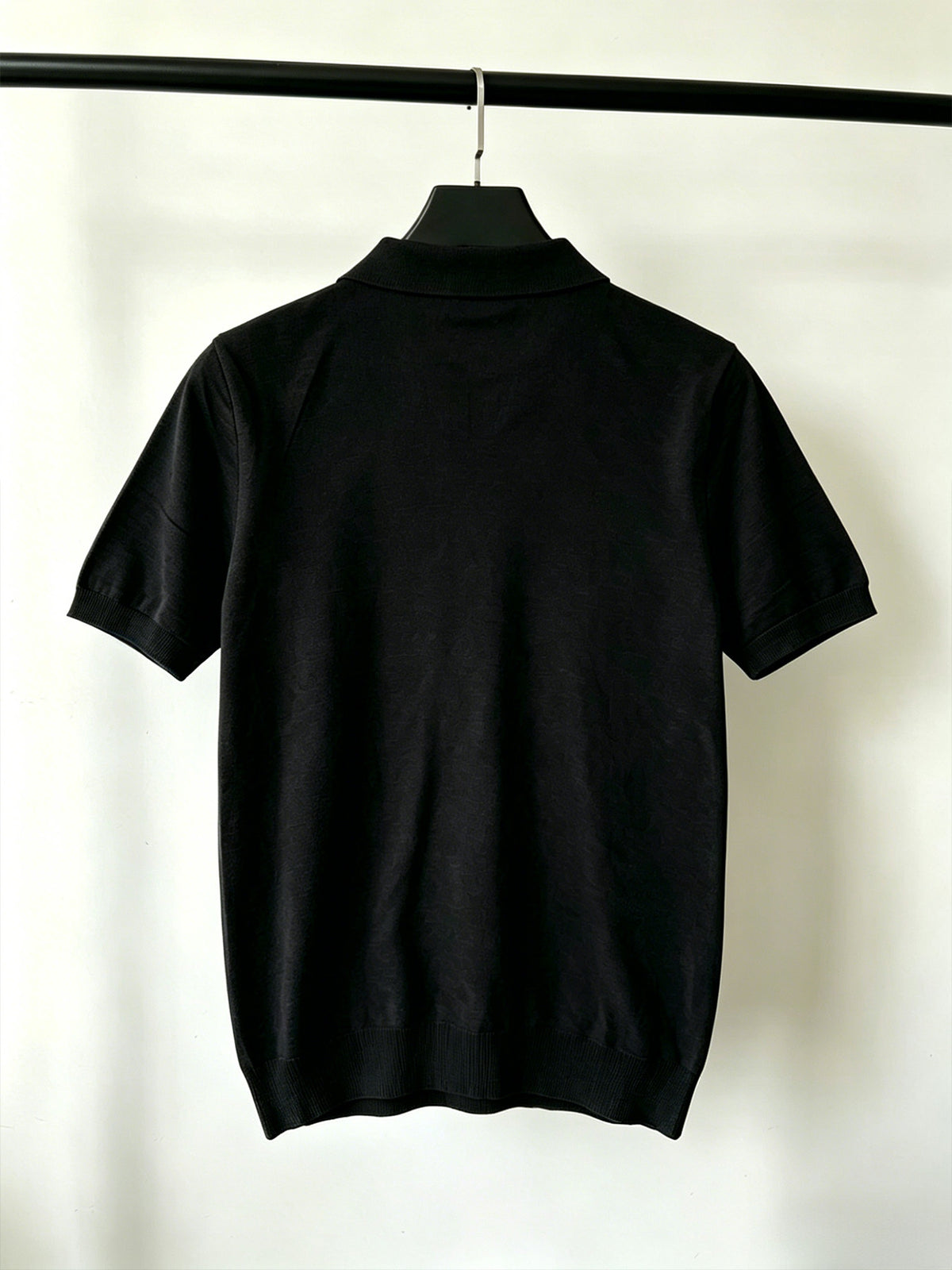 Men's Summer Lightweight Knit Short-Sleeve Polo Shirt, Half-Button Open Front, Outdoor Breathable Casual Knit Top - Black