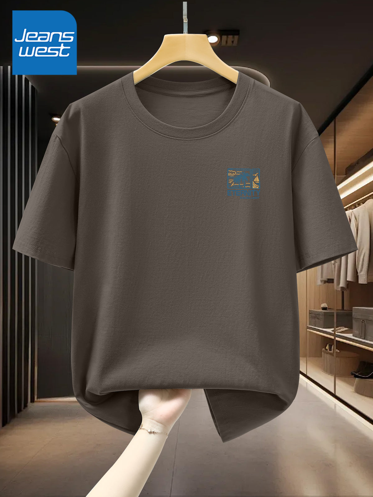 100% Men'S Summer Casual T-Shirt, Loose Fit - Medium Gray