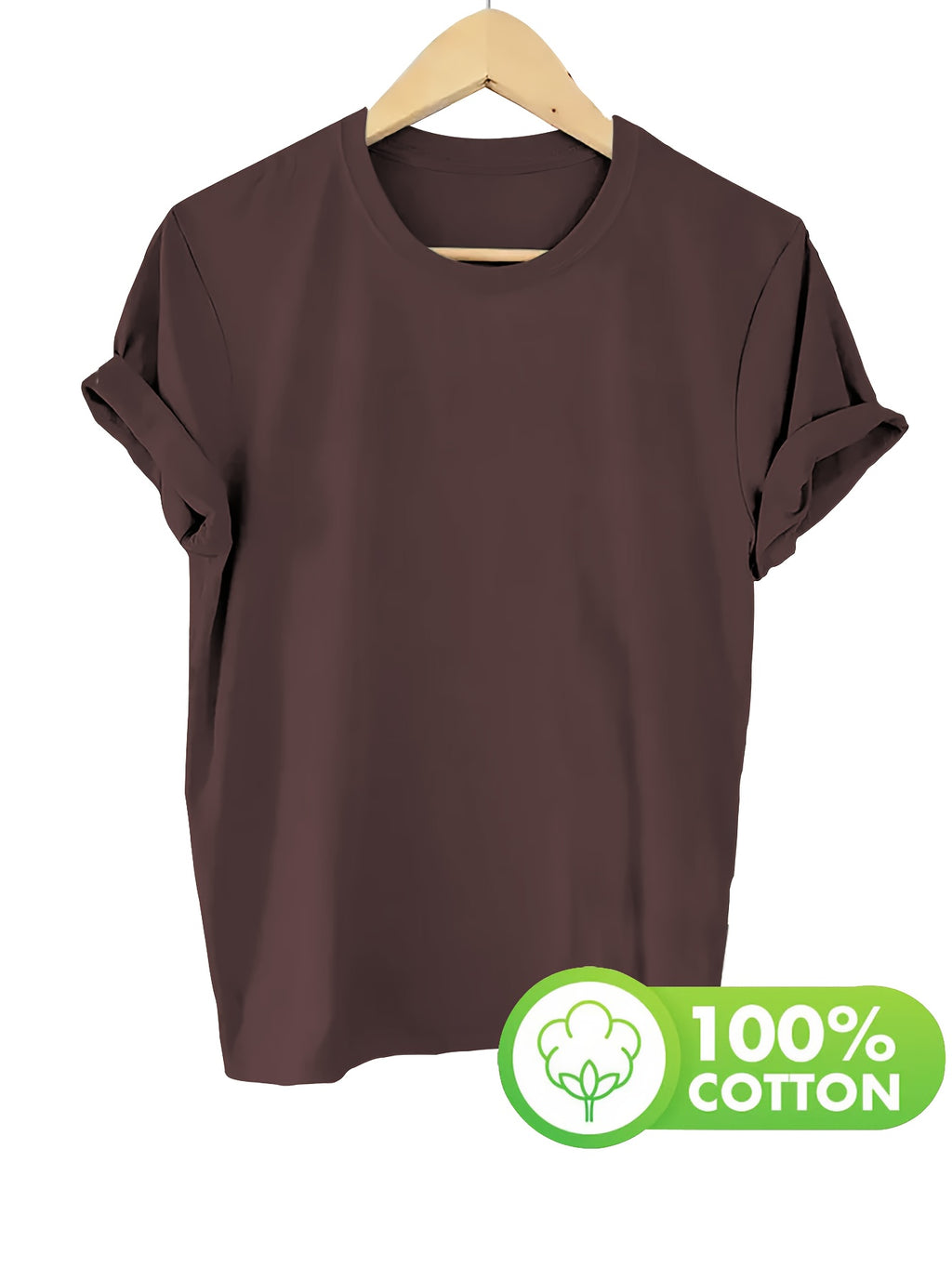 Spring/Summer Women's T-Shirt, Basic Short-Sleeve T-Shirt for Daily Wear - 1 - Brown