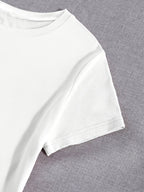 Women'S White Casual T-Shirt, Short Sleeve Crew Neck with Golden Embossed "Milano Italy" Lettering Print, Fabric Comfortable Daily Top in Multiple Sizes Available, Ideal for Everyday Casual Wear And Shopping Outings - White