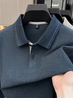 [Star Prosperity Selection] Spring/Autumn Men'S Lapel Polo Shirt, Fashionable Easy Top Solid Color Base Layer, Business Casual Long Sleeve T-Shirt, Best Gift for Friends And Relatives - Lake Green
