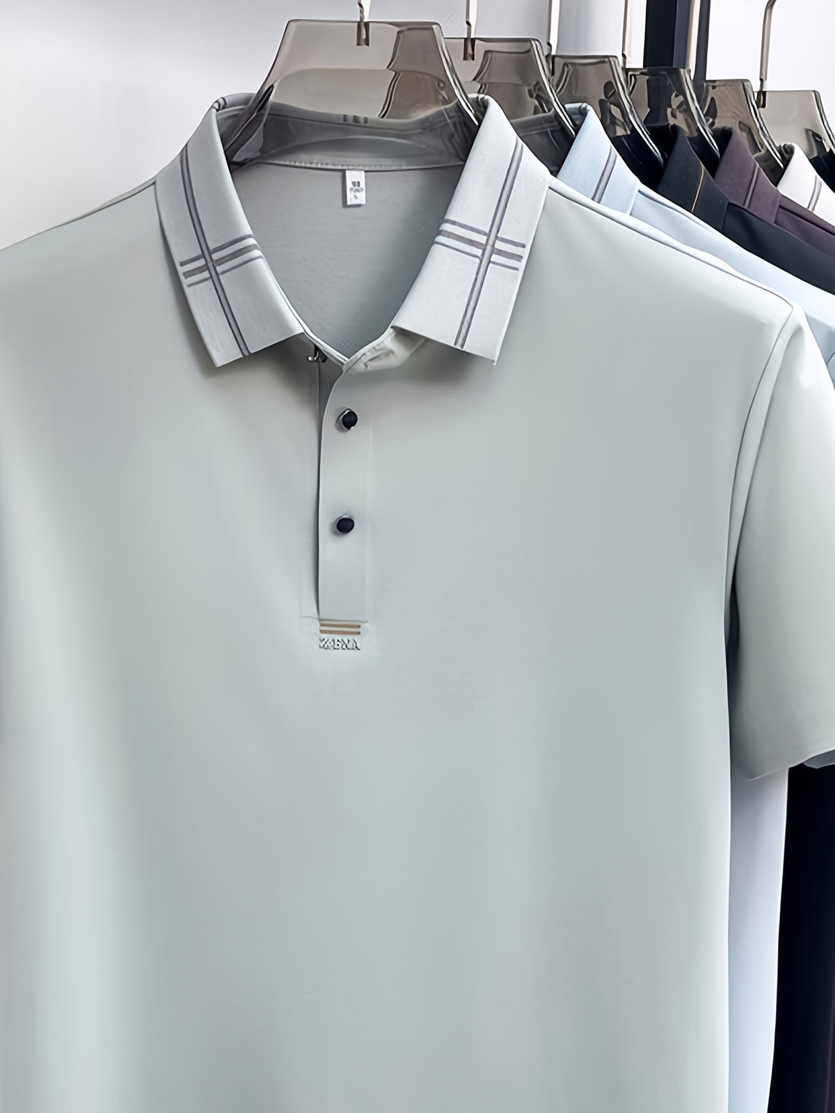 Men's Summer Polo Shirt with Plaid Contrast Collar, Seamless Construction for a Restrictive-Free Feel, a Comfortable Choice for Summer Commuting, Outdoor Activities, and Business Meetings - SINBOS - Light Green