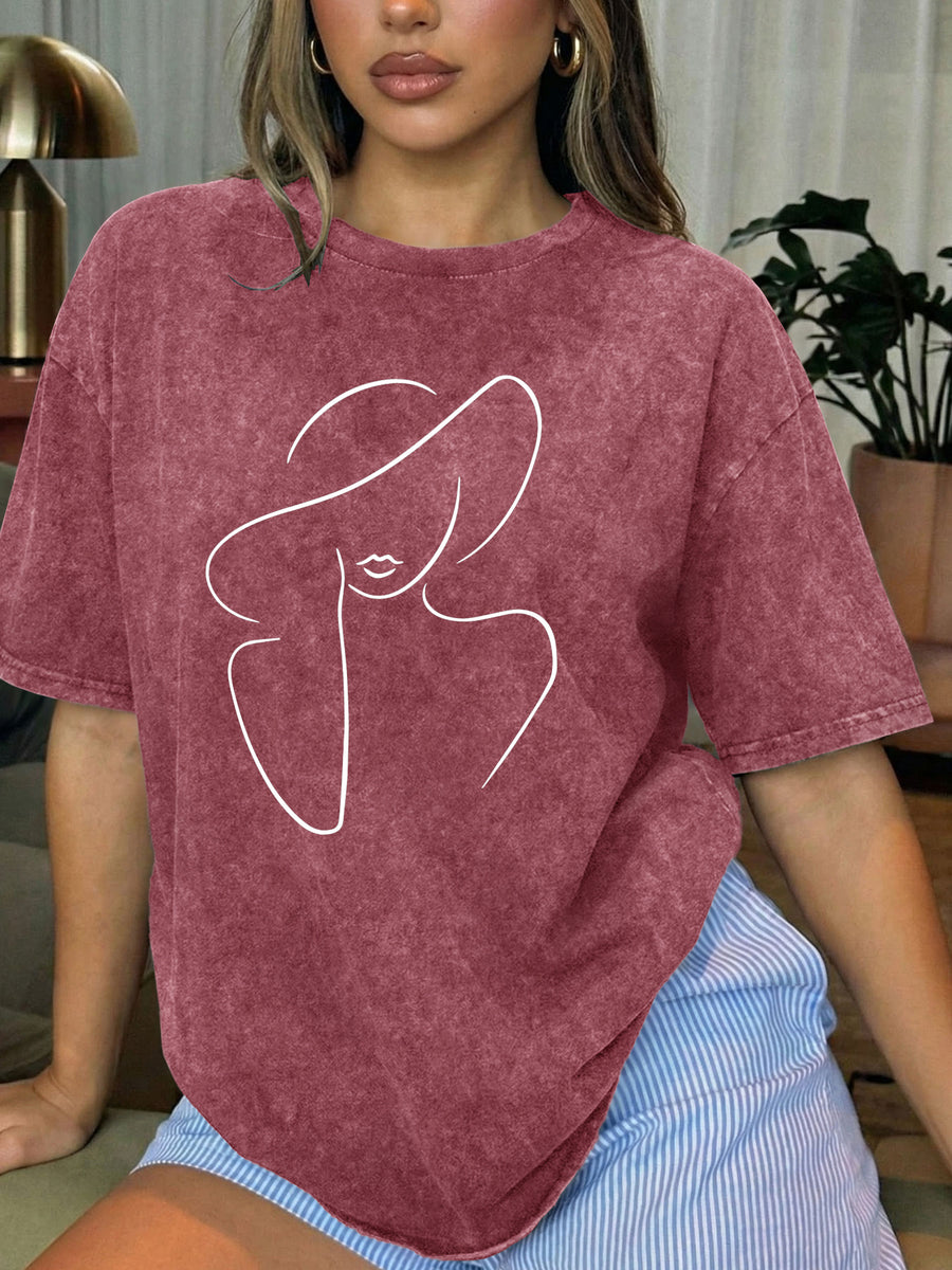 Stylish Women'S Printed T-Shirts. Vintage-Style Washed T-Shirts. High-Quality Spring/Summer Tops with a Small Round Neck. Perfect for Everyday Fashion And a Great Gift for Women - Dusty Rose