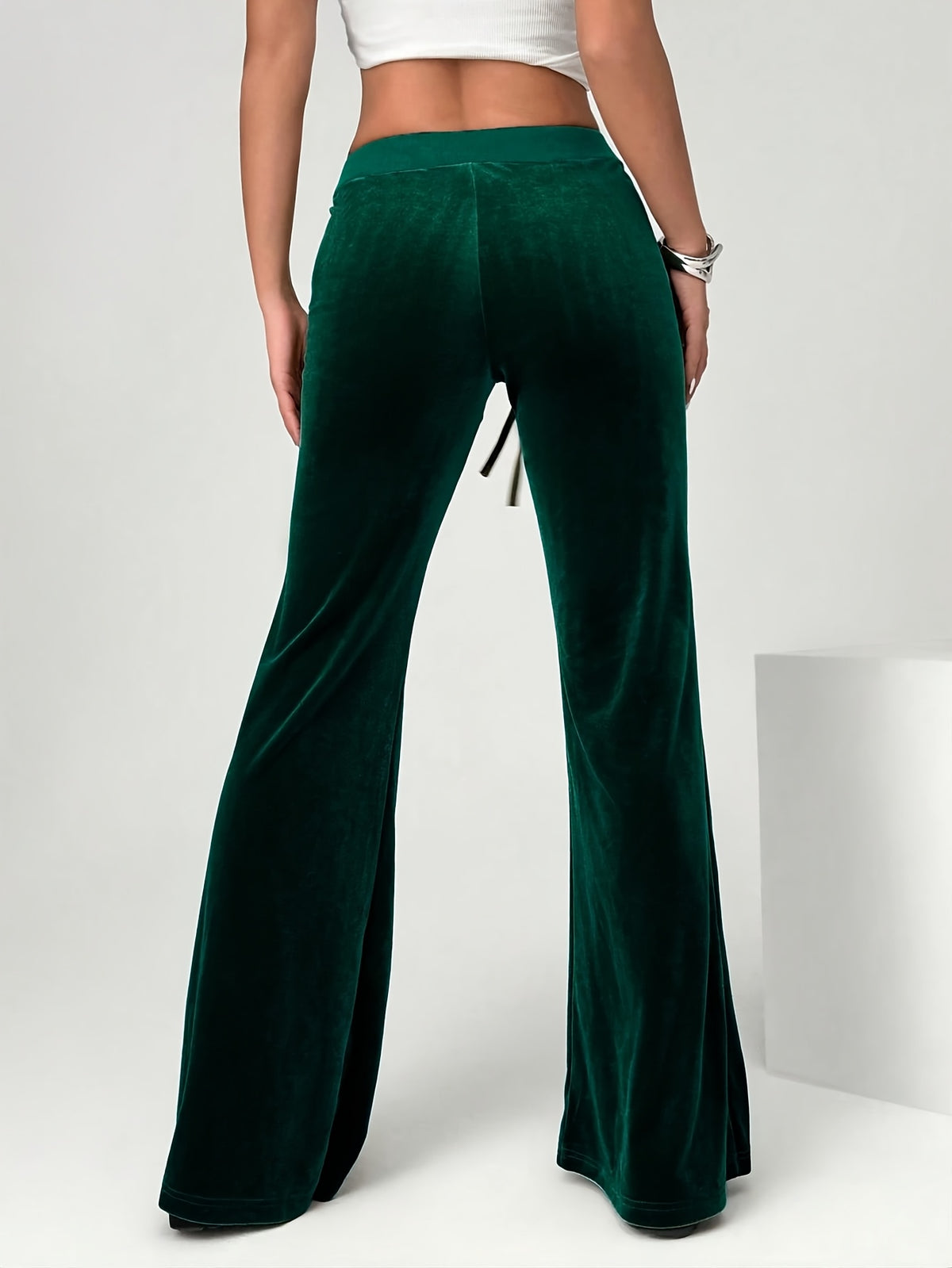 Spring/Summer Directional Women'S Solid Color Flared Pants - Green