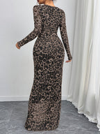 Women's Fashion Mesh Dress - Dark Brown
