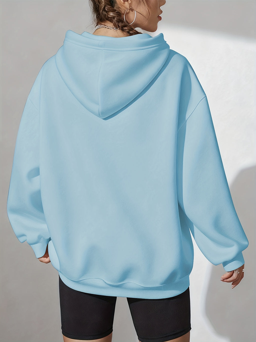 Fashion Printed Hoodie - Unisex Autumn/Winter Casual Streetwear Pullover, Soft -Lined Sweatshirt, Classic Design - Light Blue