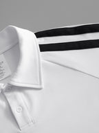 Warner Bros Official American Street Sketch Hand-Drawn Style Superman Shield S-Logo Print, Men's Fashion Casual Short-Sleeve Polo Shirt, Side Contrast Color Stripe Design, Men's Breathable Short-Sleeve Lapel Top, Suitable for Business - White