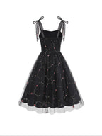Women'S Princess Dress, Chic Summer Waist-Cinching Tube Top Hepburn Style Cami Dress, Vintage - Black