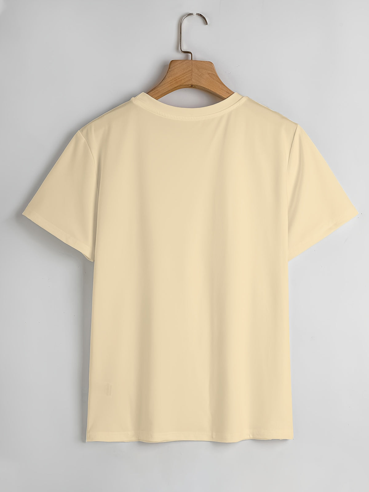 Short-Sleeved Round-Neck T-Shirt with a Vibrant Floral Print - Khaki