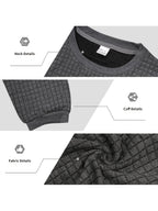 2pcs Men's Knit Pullover, Crew Neck Sweater in Different Color Combinations, Small Check Waffle Knit Texture, Warm and Comfortable for Autumn/Winter, Solid Color Simple and Versatile, Can Be Used as a Gift for Men - Khaki+Dark Grey