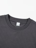Men'S Waffle Knit T-Shirt, a Short Sleeve Crew Neck Casual Summer Top Featuring Premium Handcrafted Fashion Labeling. Made from Textured, Breathable Fabric with a Soft And Lightweight Feel, Offering a Comfortable Slim-Fit Design - Dark Gray