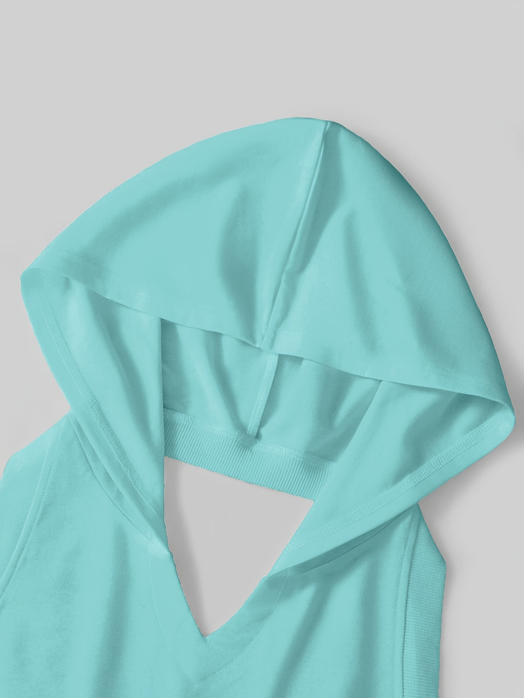 Y2K American Vintage Spicy Style Backless Hooded Vest, Sleeveless Slim-Fit Cropped Top, Summer Casual Versatile - Cyan 1