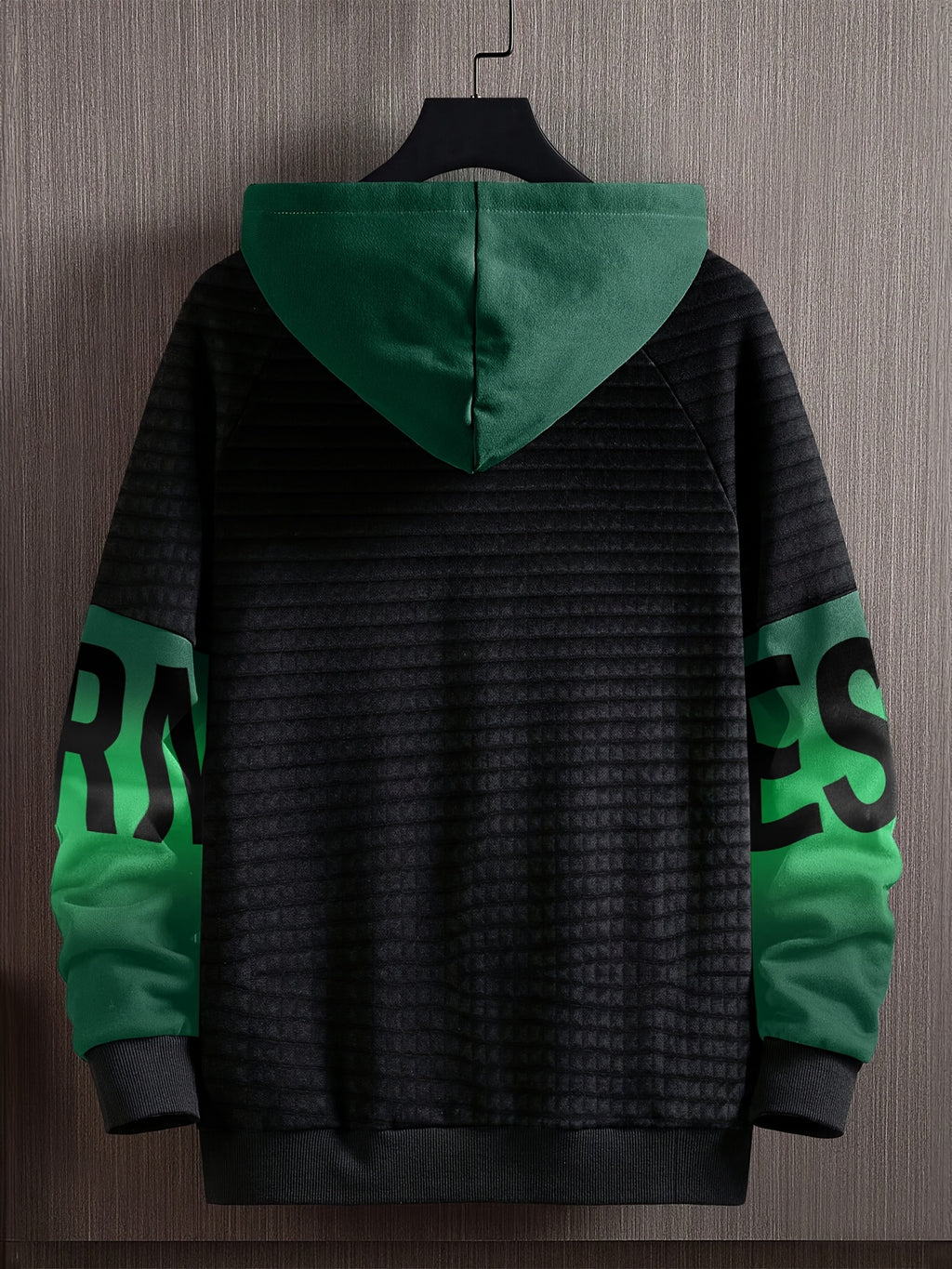 Men'S Fashion Hoodie Sweatshirt - Black hits green