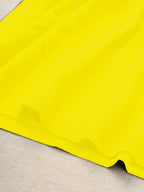 Women'S Letter Print Casual Solid Color Round Neck Short Sleeve Side Slit Dress - Fluorescent Yellow