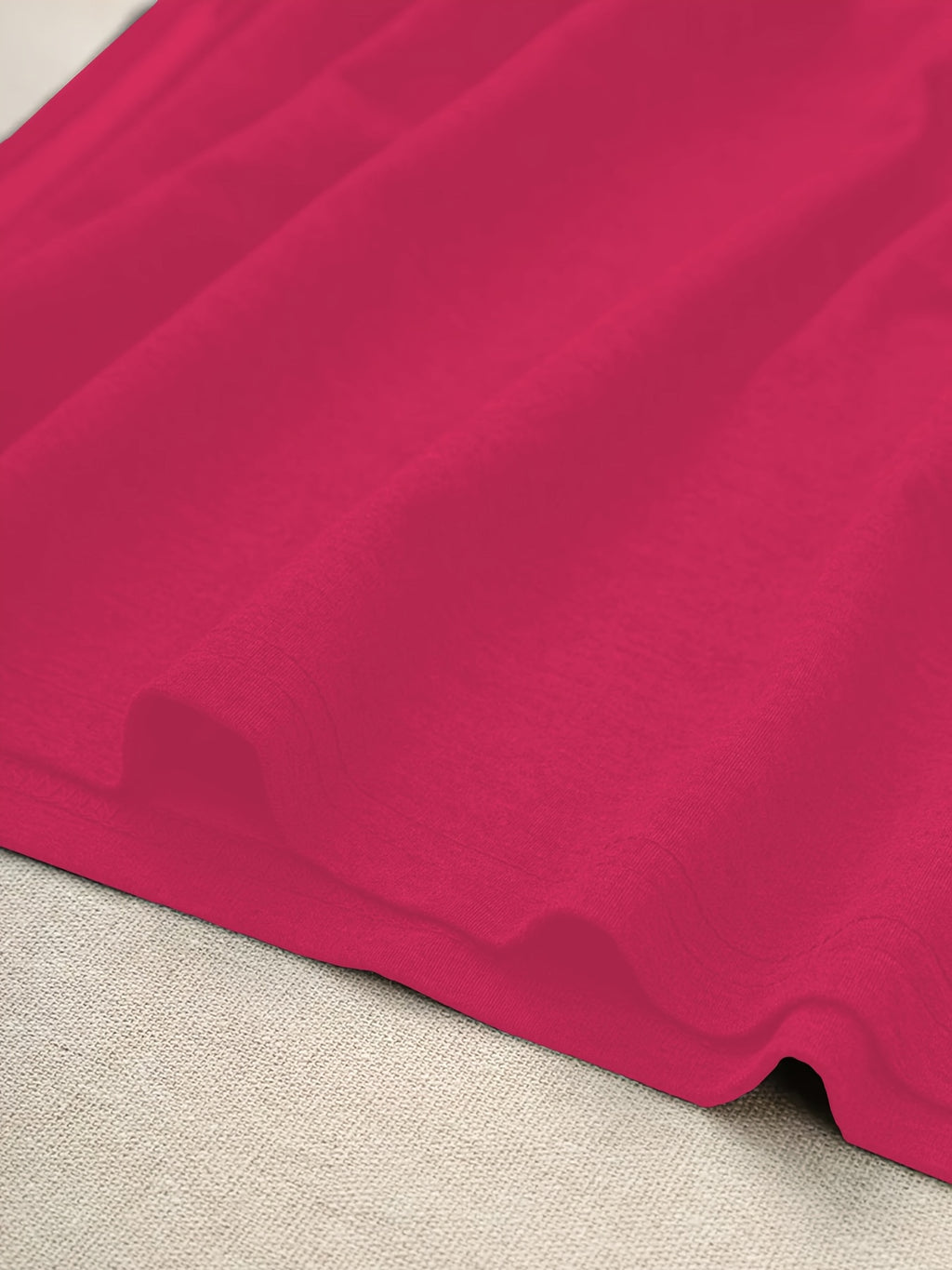 Women'S Letter Print Casual Solid Color Round Neck Short Sleeve Side Slit Dress - Rose Red