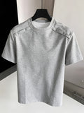 Men's Casual American-Style Heavyweight Deconstructed Vintage Short-Sleeve T-Shirt, Summer High-End Boxy Spliced Shoulder-to-Shoulder Fit Top, In Stock - Dark Gray