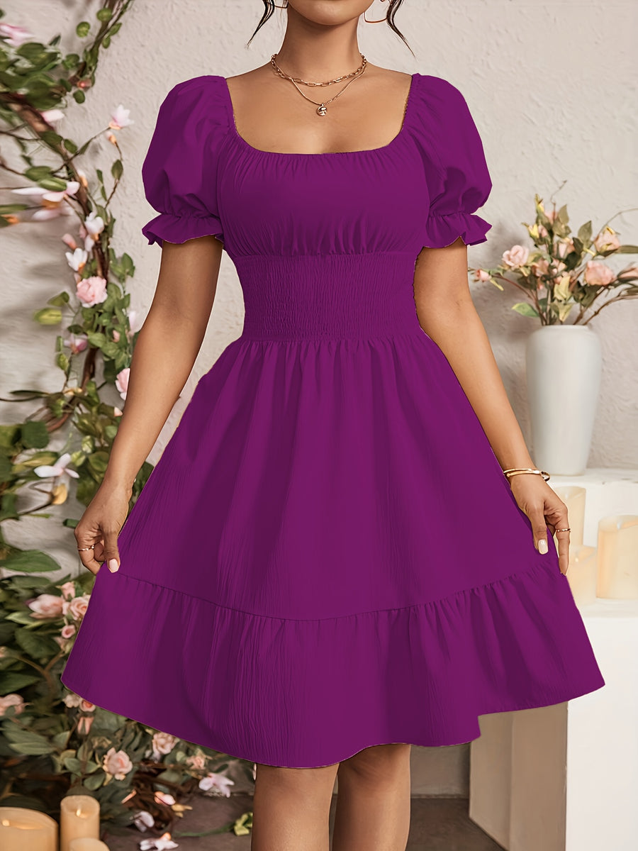 Fashionable Commuter A-Line Dress for Women - Rose Red