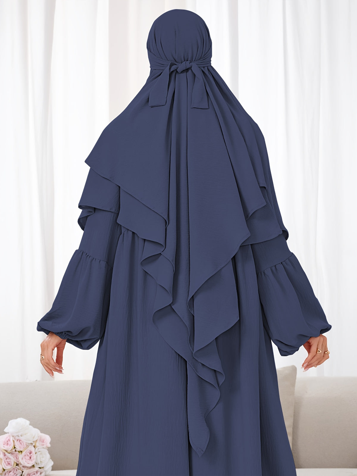 1pc (No Include Clothing) Kimmar Double-Layer Kimmar Shawl Headscarf Fashion Classic Versatile Kimmar, Suitable for Women'S Daily Wear - Navy Color