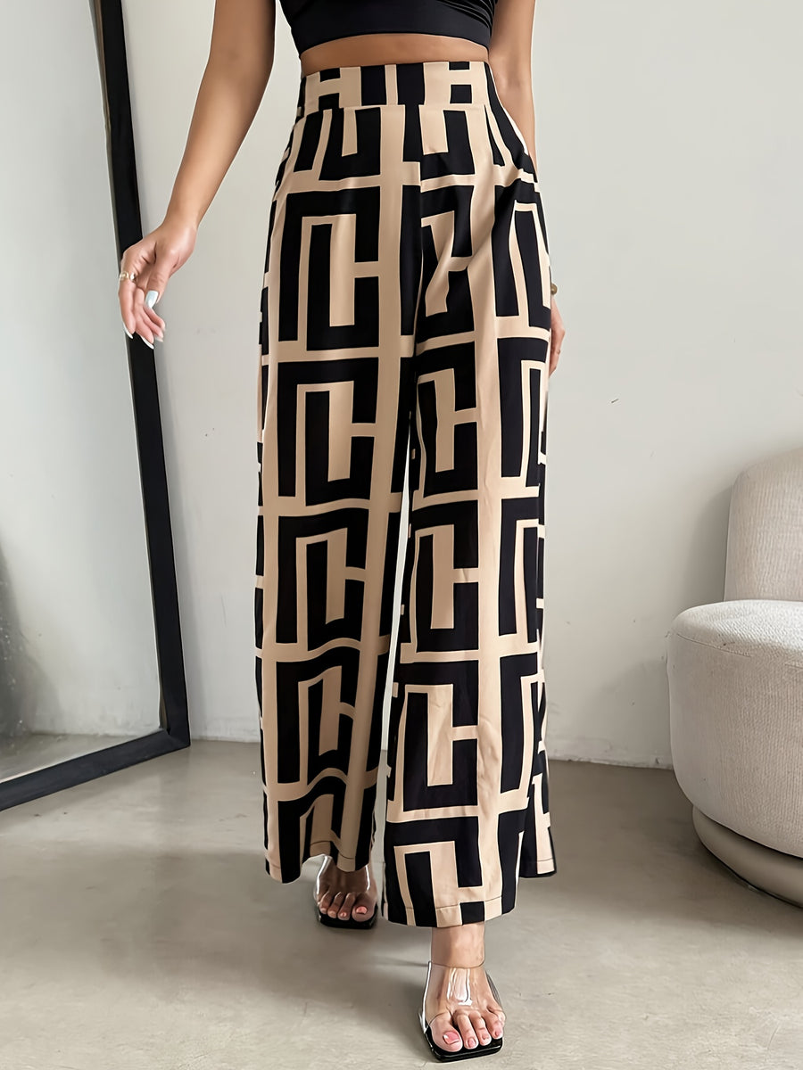 Fashionable Striped Long Pants for Women - Khaki