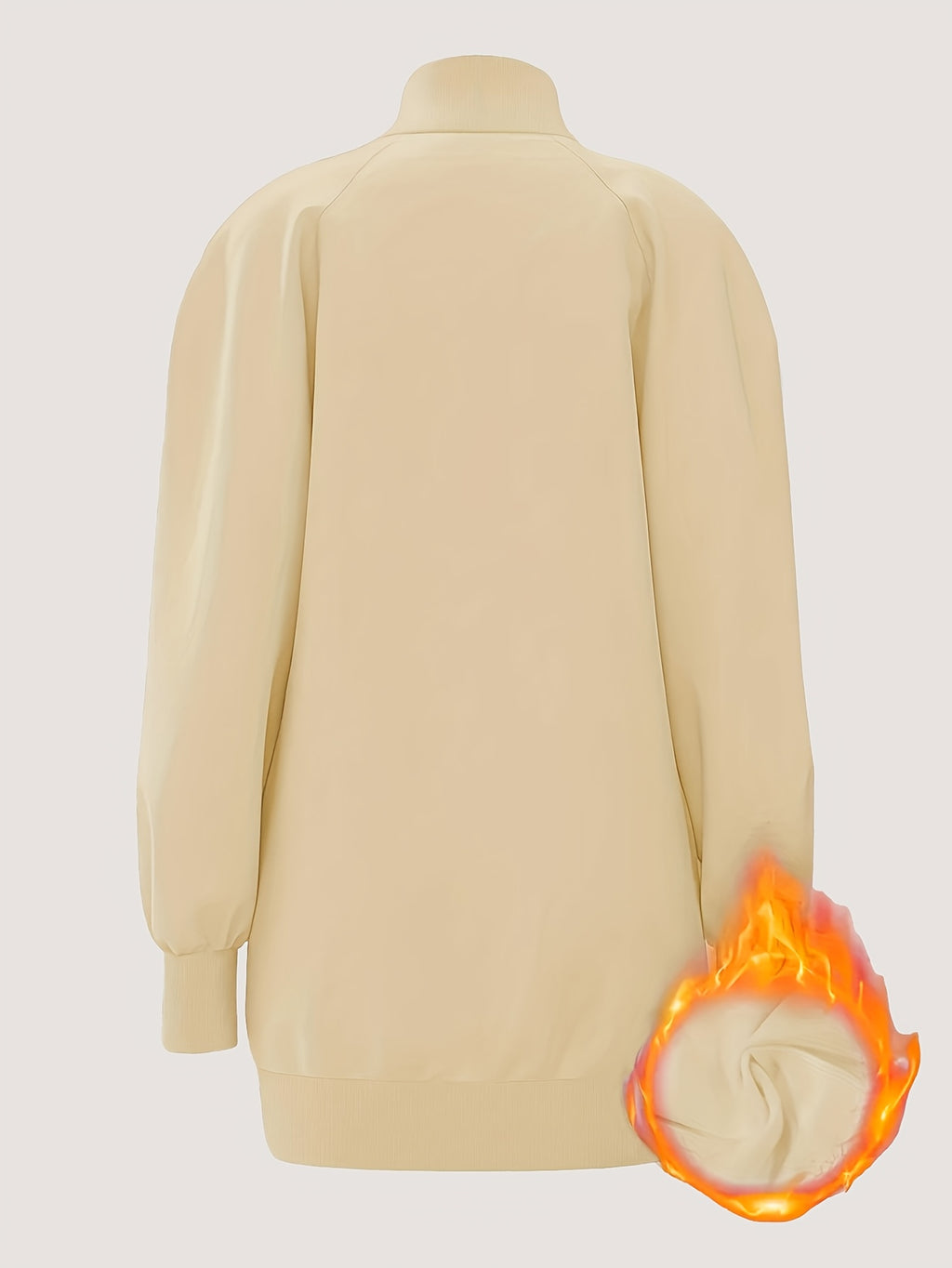 Elegant Loose High-Neck Long-Sleeve Sweatshirt with Letter Print for Women in Autumn And Winter - Apricot