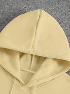 Autumn Winter Men'S Fleece-Lined Hooded Sweatshirt, Double Branch Black Rose Print, Fashionable Casual Wear for Daily, Casual, Gatherings, Parties, Outdoor Sports, Men'S Warm Hooded Top - Apricot