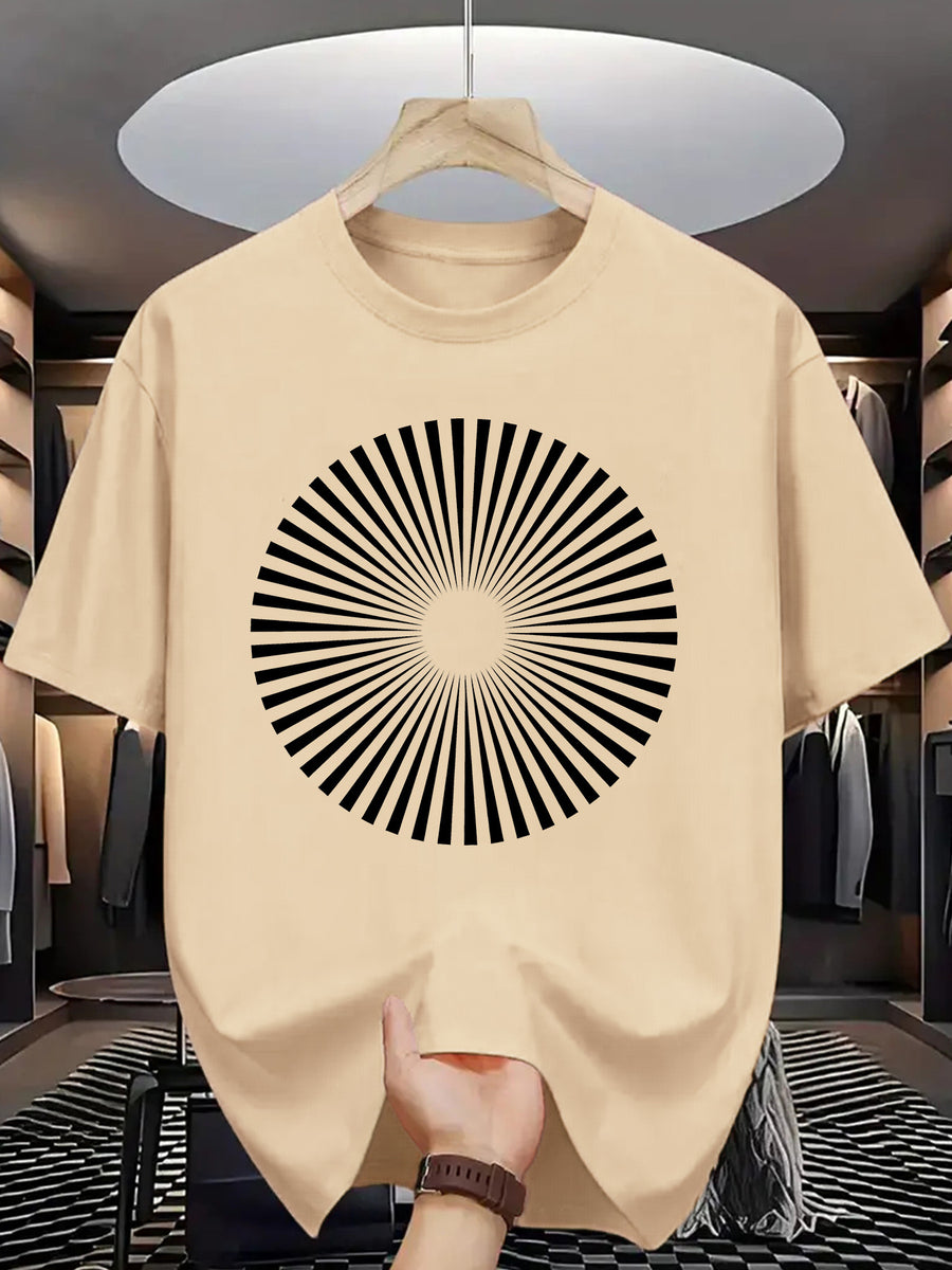 Trendy Printed T-Shirts for Men, Regular Standard Fit Comfortable Short Sleeve Casual Tee, Versatile Everyday Fashion Outfit Top - Apricot