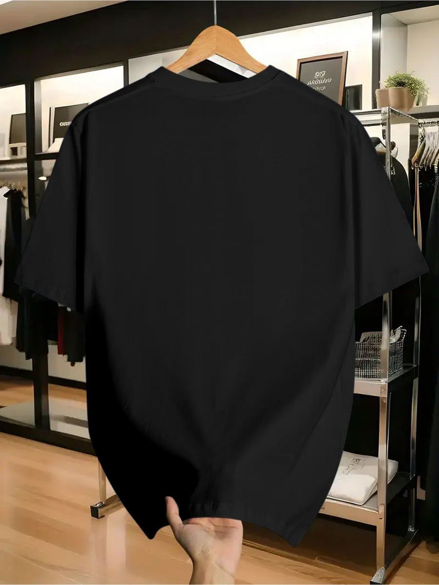 100% Cotton. Men's Short-sleeve T-shirt. Fashionable Tree Pattern, Summer Short-sleeve Casual Men's Fashion. Versatile Base Layer. Suitable for Outdoor Casual Wear - Black