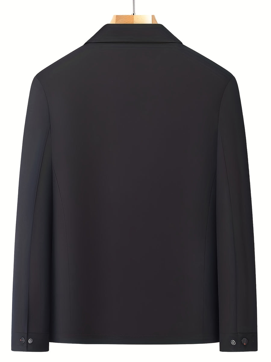 Executive Jacket, Short Style for Cadres, New Spring/Autumn Collection, Lapel Business Jacket for Middle-Aged Men - 40141-Professional Dad Style - 2593 Black