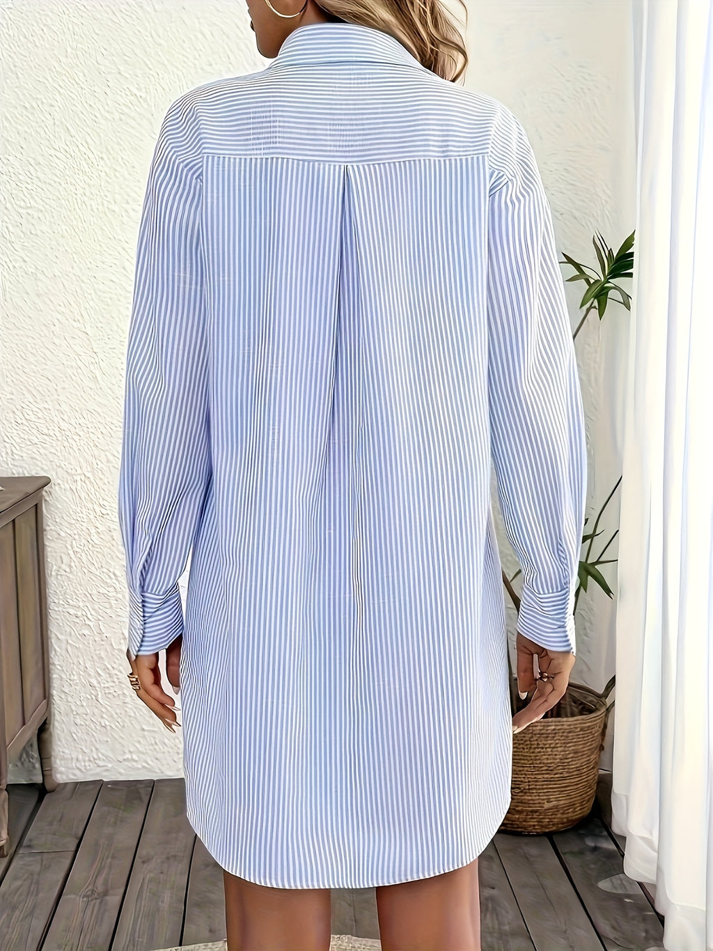 Long Striped Casual Elegant Long Sleeve Shirt for Women YTD - Mixed colors