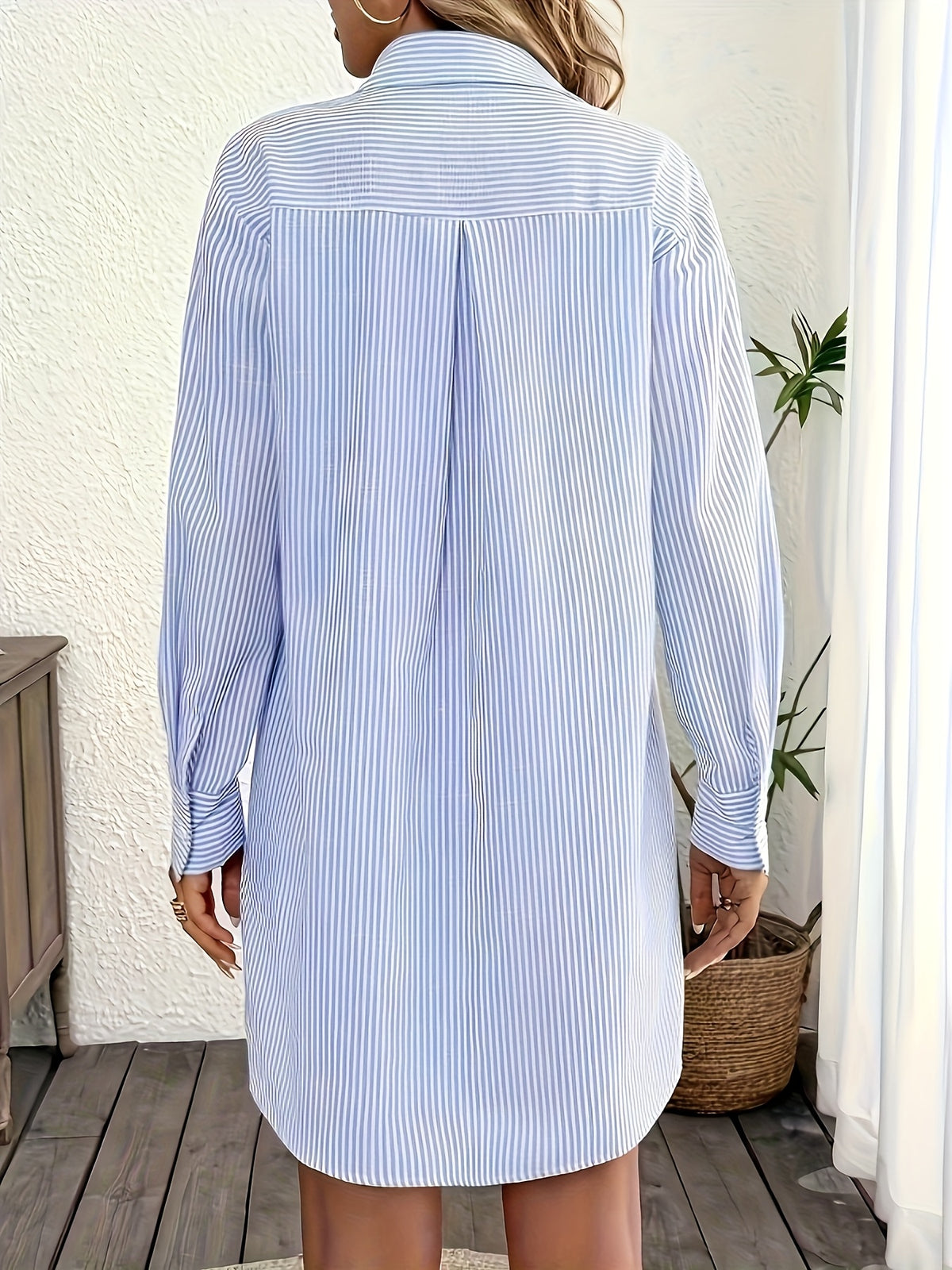 Long Striped Casual Elegant Long Sleeve Shirt for Women YTD - Mixed colors