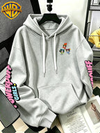 [Warner Bros] Officially Licensed Cute Powerpuff Heart Pattern Print Hoodie - Men'S Fashion Sweatshirt, Adjustable Drawstring Loose Comfortable Hoodie, Suitable for Daily And Outdoor Wear, Perfect Choice for Warmth in Autumn And Winter! Unisex - Light Grey