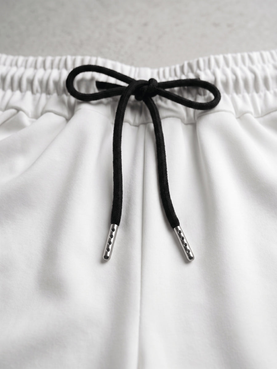 2pcs Set Summer Breathable Printed Shorts Beach Pants Retro Color-Block Lightweight Drawstring Individual Shorts - Black+White