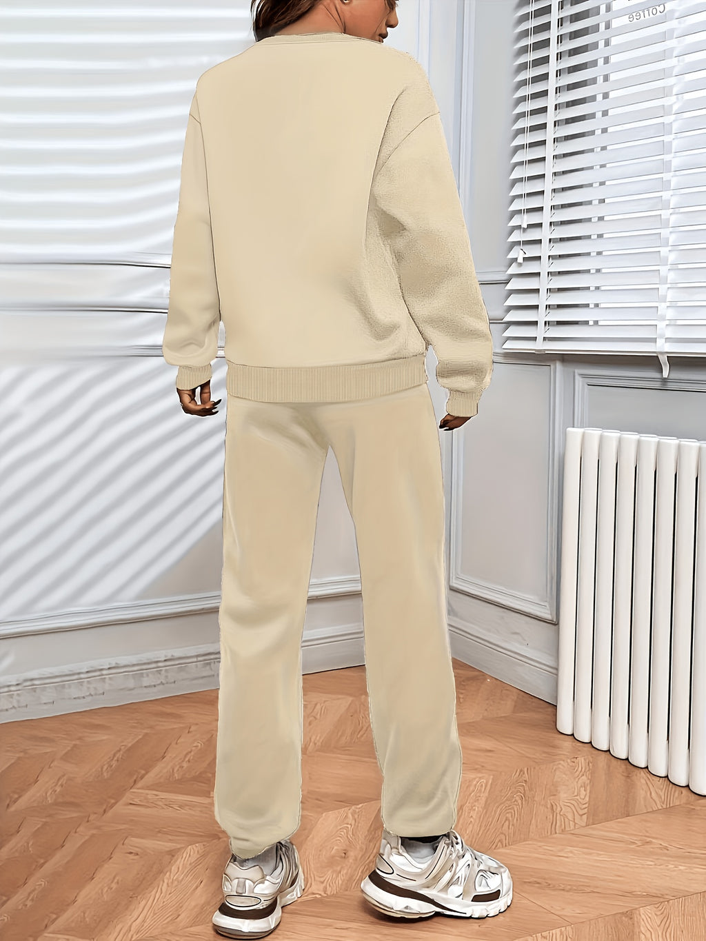 New Women'S Casual Fashion Printed Thickened Sweatshirt Set - Apricot 1