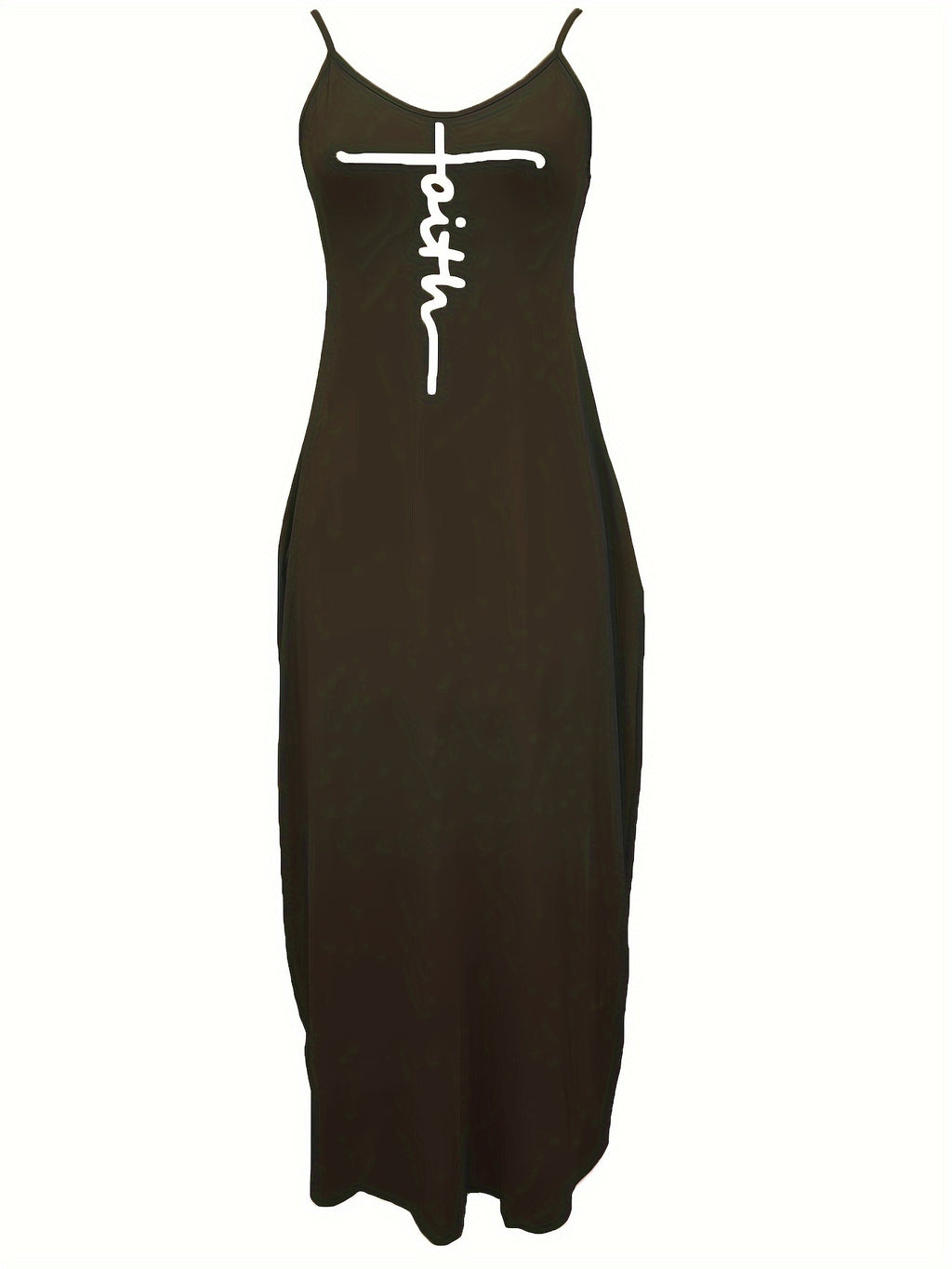 Oriented to European And American Foreign Trade Cross-Border New Women'S Long Dress, Slim And A-Line Solid Color Pattern Suspender Dress - fern green