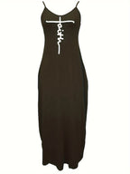 Oriented to European And American Foreign Trade Cross-Border New Women'S Long Dress, Slim And A-Line Solid Color Pattern Suspender Dress - fern green