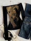 Women'S Casual Fashion Off-Shoulder Sexy Top with Printed Pattern, Long Sleeve - Black