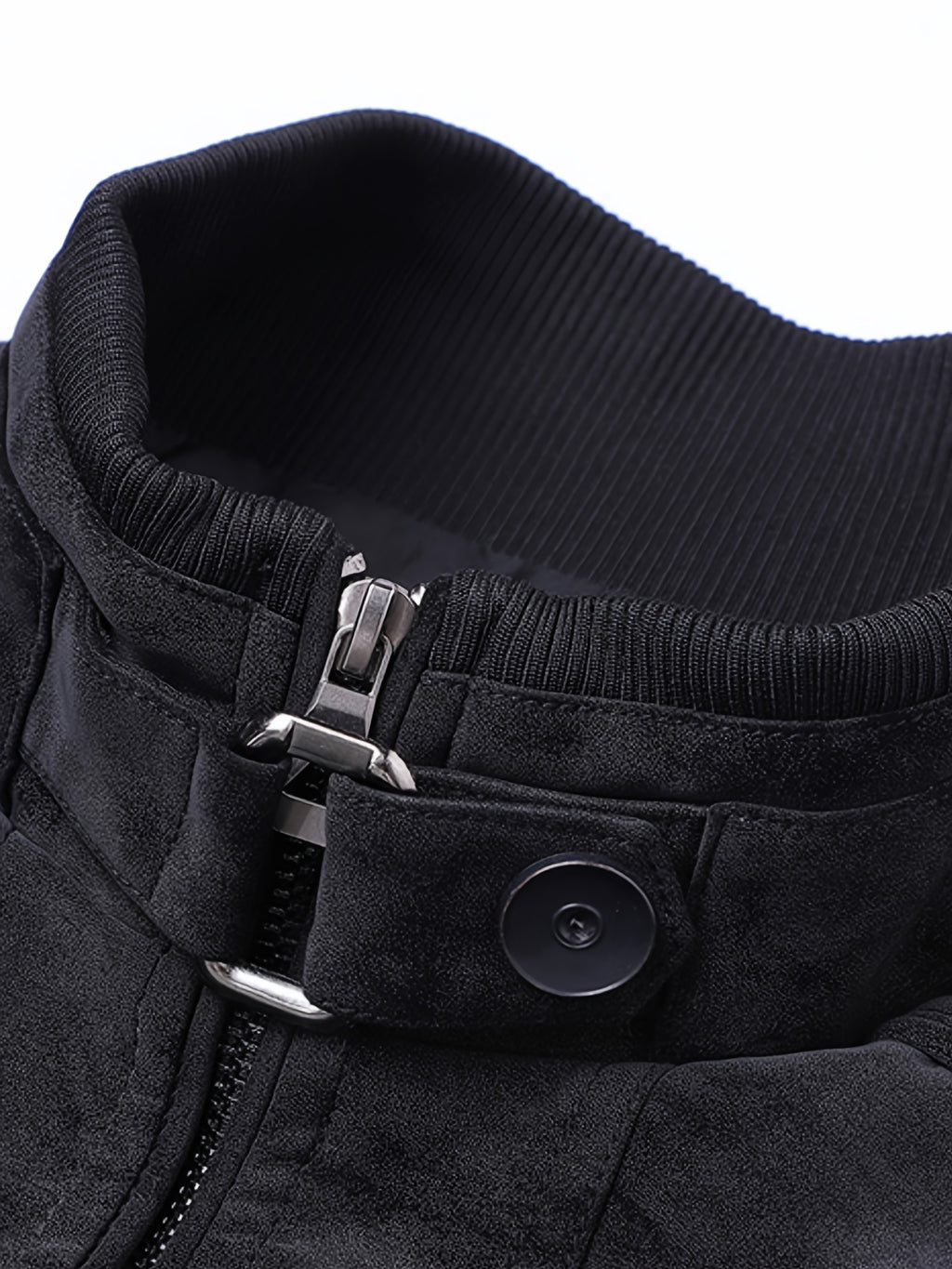 Spring Autumn Retro Distressed PU Jacket, Suitable for Biker, Outings, And Dates, Multi-Pocket Zipper Fashion Stand-Collar Versatile Coat - Black