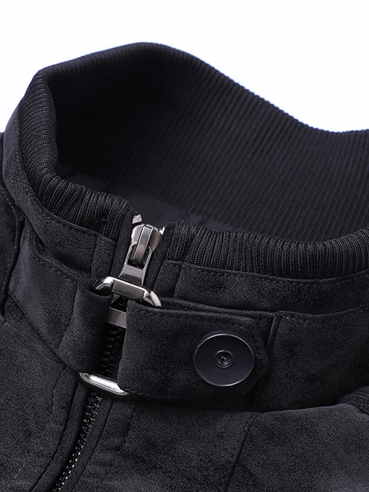 Spring Autumn Retro Distressed PU Jacket, Suitable for Biker, Outings, And Dates, Multi-Pocket Zipper Fashion Stand-Collar Versatile Coat - Black