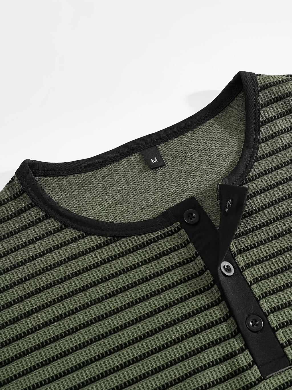 Men's Summer Short-Sleeve Color-Block Striped T-Shirt - Pea Green Color