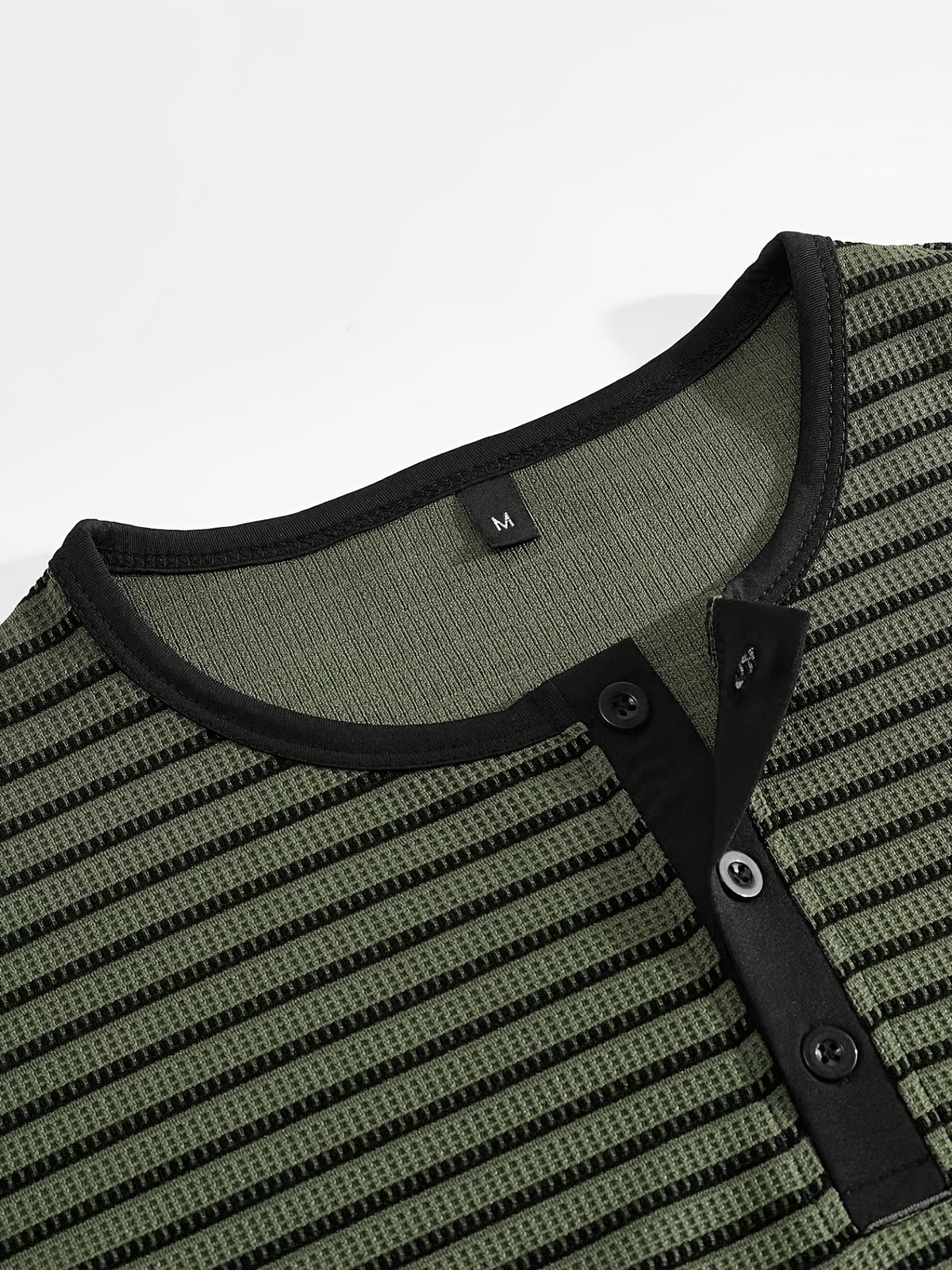 Men's Summer Short-Sleeve Color-Block Striped T-Shirt - Pea Green Color