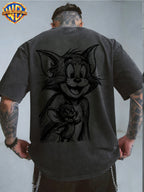 Officially Licensed Warner Bros. Classic Animation Graphic T-Shirt with Sketch-Style Print And Washed, Vintage-Look End; Versatile, Comfortable 100% Men'S Summer Tee Suitable for Outdoor Wear And Workouts - Black