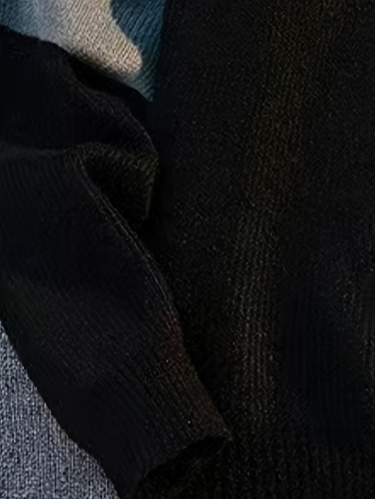 Men's Color Sweater - Soft Warm Round Neck Pullover Sweater Suitable for Autumn Winter, Casual Loose Fit Sweating Top with Color Blocking, Versatile for Layering for Office, Semi-Formal & Casual Attire - Black