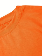 Sunflower Pattern Print - with Bow Design - Casual Round Neck, Short Sleeve, Spring/summer Fashion T-shirt - Orange