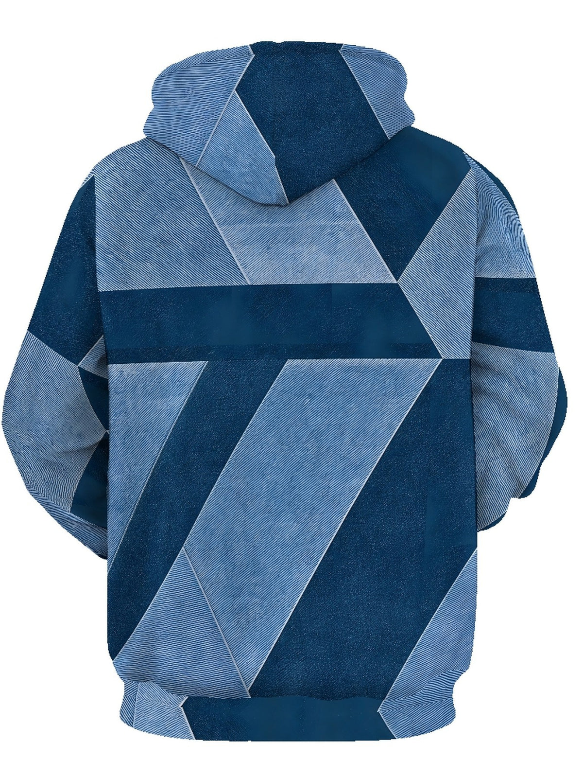 Men'S Long Sleeve Pullover Hoodie, Blue Geometric Color Block, Digital Print, Drawstring Hood Ribbed Cuffs Hem, Polyester, Casual, Daily Wear Weekend Outing, Spring Autumn - Mixed colors