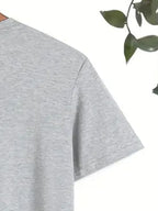 New Summer Men'S Casual T-Shirt with Ribbed Round Neck And Short Sleeves, Made from Knitted Fabric, Refreshing And Comfortable, Featuring Double-Sided Printing with a Red Horse Beer Design, Perfect for Outdoor Activities - Grey