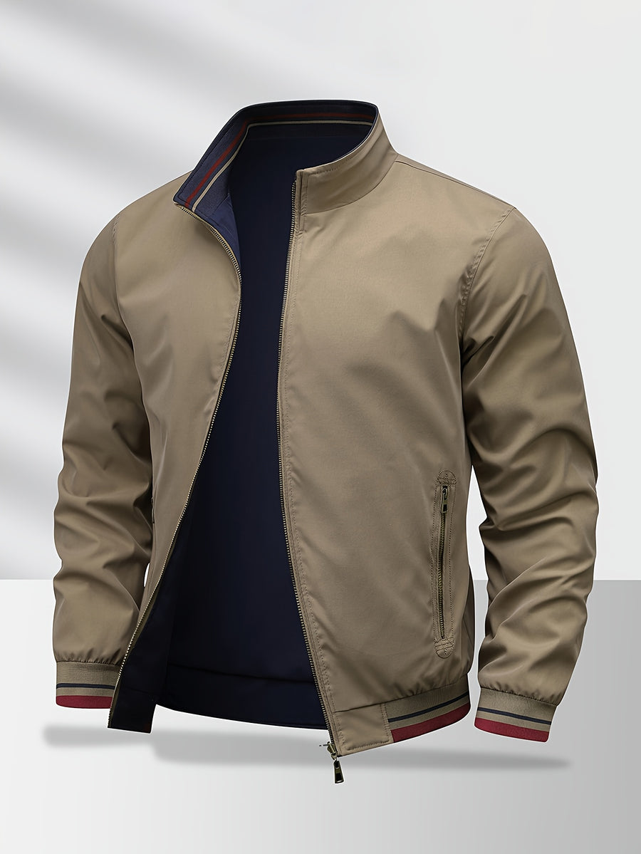 Men'S Jacket, Business Commute Biker Casual Flight Jacket, Casual Sports All-Match Jacket, Perfect Gift for Halloween, Christmas, And Valentine'S Day, Ideal Present - Khaki