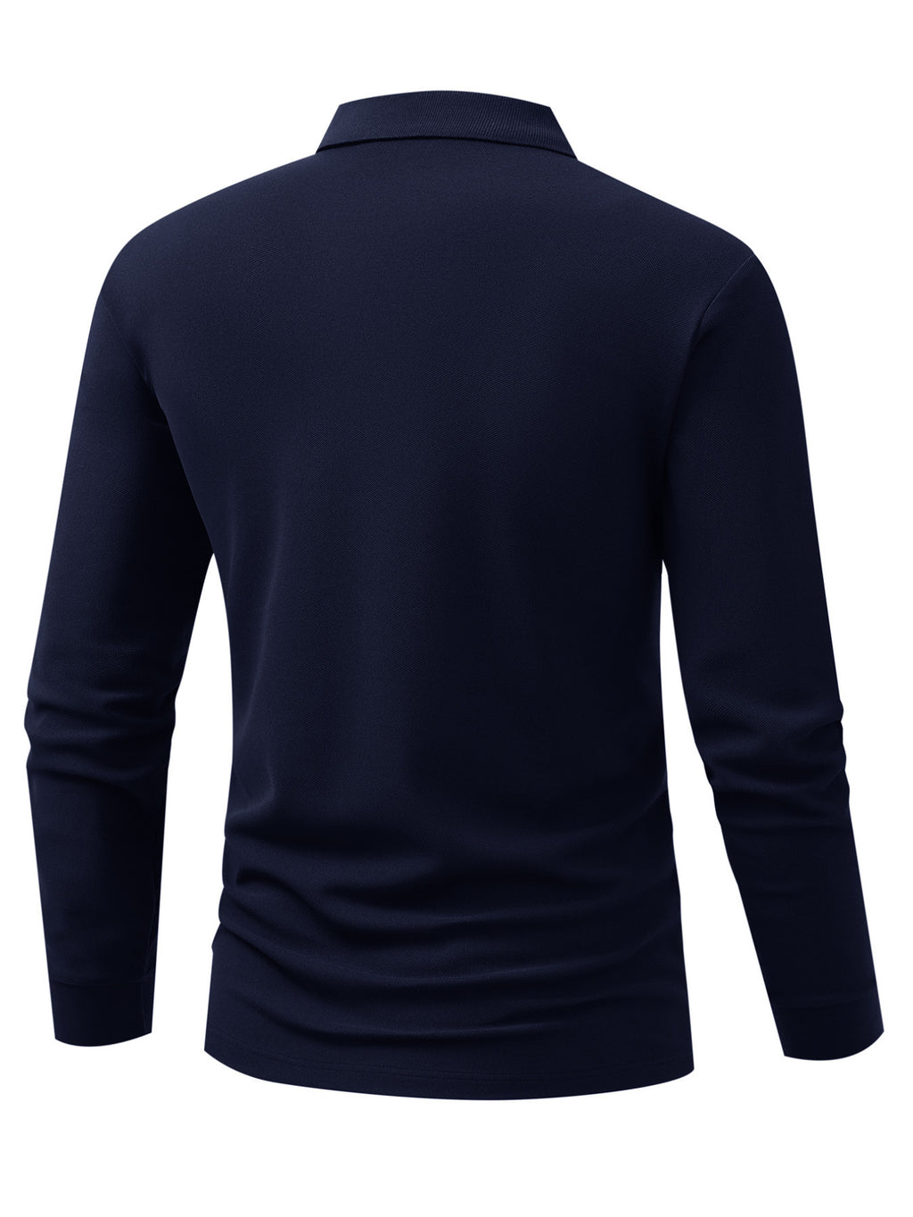 GC2-3510# A New Long-Sleeve Polo Shirt for The Autumn And Season Featuring a Minimalist Mountain Pattern Print. It Boasts a Classic And Mature Design with a High-Quality Feel. The Collared Top Is Made from Comfortable And Breathable Fabric That Is W - Navy Color