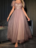 Women's Elegant Formal Party dress - Long Evening Gown with Waist Definition, Flattering Fit for Prom, Wedding, Gala - Formal Event Attire, Formal Dresses, Prom Dress, Sleek Silhouette, Sophisticated Detailing - Camel