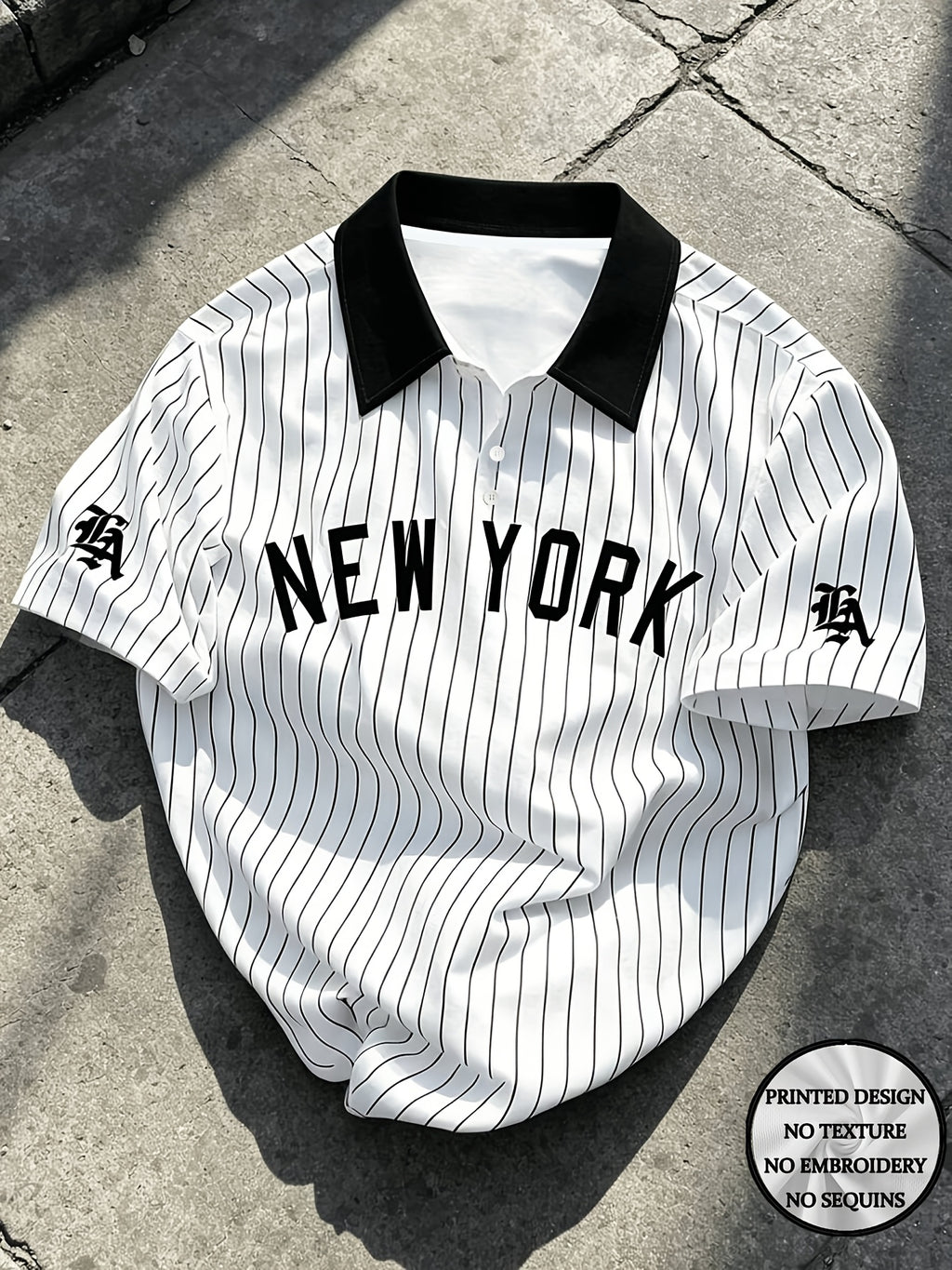 Men'S Polo Shirt, Vertical Stripe Letter Print Contrast Collar Short Sleeve, Men'S Street Casual Wear, American Baseball Style Top, Trendy Casual Men'S Clothing - Mixed colors